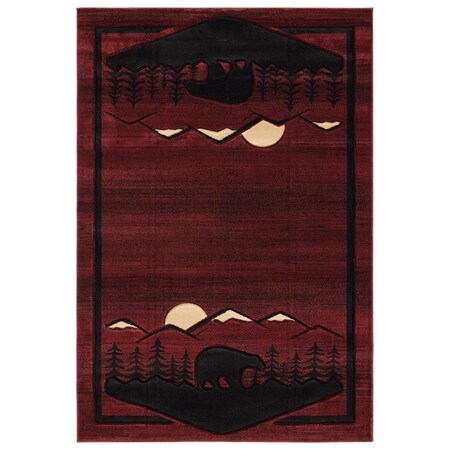 Manmade Cottage Treetops Burgundy Area Rectangle Rug, 5 ft. 3 in. x 7 ft. 6 in. MA2625681